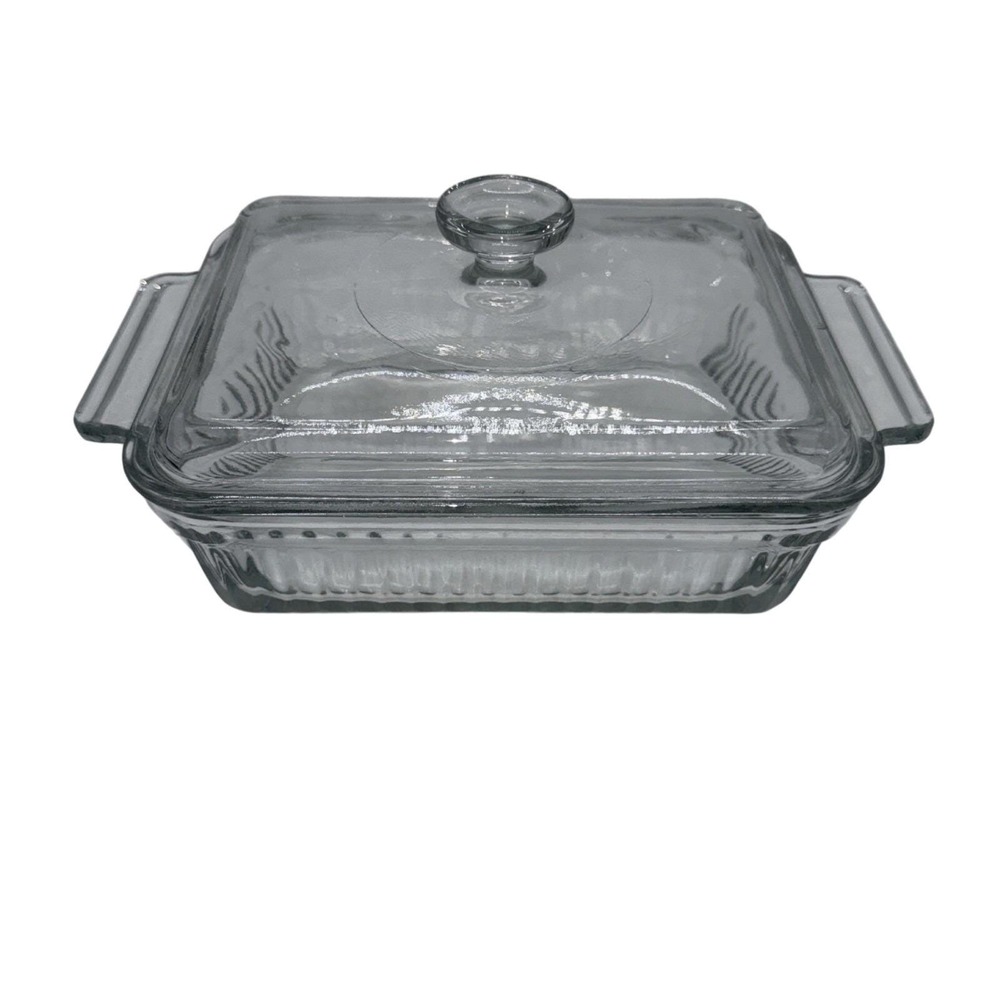 Vintage Anchor Hocking 7.5"x5.5" Ornate Clear Glassware with Lid